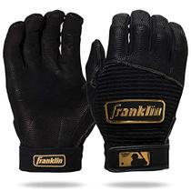 Franklin Sports MLB Batting Gloves - Pro Classic Gold Chrome Baseball + Luvas de Rebatida de Softball - Luvas Adulto + Juvenil - Adulto Médio - Preto/Dourado