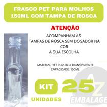 Frasco 150ml Transparente Cristal com Tampa de rosca Kit com 25 Un para Molhos Pimentas