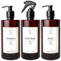 Frasco Ambar Organizador Minimalista Decorativo Refil Pump