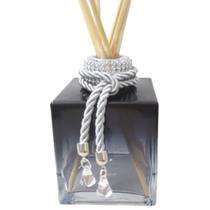 Frasco Aromatizador Ambiente Difusor Varetas Decoradas Tampa Strass Luxo-Preto Degradê e Prata