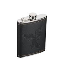 Frasco de aço inoxidável Hip Flask 180 ml com capa de couro preta Frasco de aço inoxidável Hip Flask 180 ml com capa de couro preta