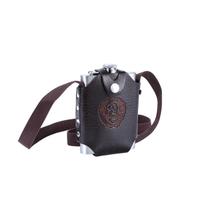Frasco de aço inoxidável Hip Flask 240 mL com capa de couro marrom Frasco de aço inoxidável Hip Flask 240 mL com capa de couro marrom