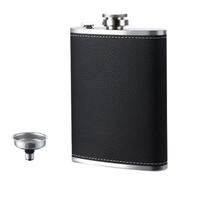 Frasco de aço inoxidável Hip Flask 240 ml com couro Litchi e funil Frasco de aço inoxidável Hip Flask 240 ml com couro Litchi e funil