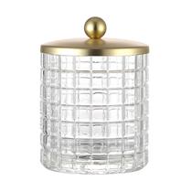 Frasco de algodão de vidro da Indecor Home Matte Gold Lid Bathroom Frasco de algodão de vidro da Indecor Home Matte Gold Lid Bathroom
