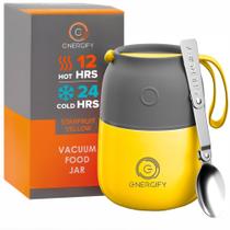 Frasco de alimentos ENERGIFY 12 onças isolado a vácuo à prova de vazamentos amarelo Frasco de alimentos ENERGIFY 12 onças isolado a vácuo à prova de vazamentos amarelo