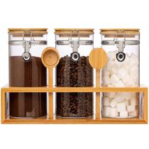 Frasco de armazenamento de alimentos Yangbaga Glass Coffee Sugar 1350mL x 3 Frasco de armazenamento de alimentos Yangbaga Glass Coffee Sugar 1350mL x 3