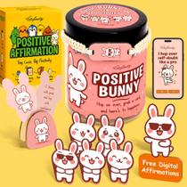 Frasco de coelhinho de apoio emocional com cartões de afirmação para mulheres