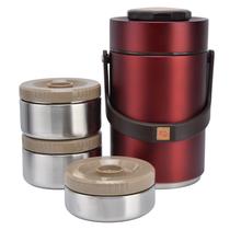 Frasco de comida Qiilu 2.3L a vácuo de 3 camadas de aço inoxidável vermelho Frasco de comida Qiilu 2.3L a vácuo de 3 camadas de aço inoxidável vermelho