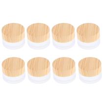 Frasco de creme de vidro fosco com tampa de grão de madeira ConStore de 5 ml Frasco de creme de vidro fosco com tampa de grão de madeira ConStore de 5 ml
