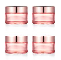 Frasco de creme de vidro Furnido 30ml/1oz rosa com tampa rosa-dourada