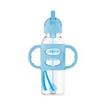 Frasco de palha com canudinho Dr. Brown's Milestones 250 ml azul 6m+