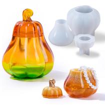 Frasco de resina de molde de silicone para abóbora de Halloween com tampa KDW Frasco de resina de molde de silicone para abóbora de Halloween com tampa KDW