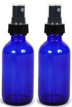 Frasco de spray de vidro azul cobalto de 60 mL (pacote com 2) com rótulos Frasco de spray de vidro azul cobalto de 60 mL (pacote com 2) com rótulos