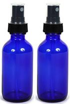 Frasco de spray de vidro azul de cobalto (2 oz, 2 pk) Rótulos impermeáveis incluídos, pulverizador de névoa fina, óleos essenciais, colônias e perfumes - Manufacturer Direct