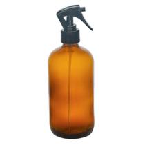 Frasco de Vidro Com Spray Âmbar Álcool Limpeza Higiene 480ml