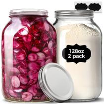 Frasco de vidro ComSaf de 1 galão/128 onças com tampa para armazenamento de alimentos x2 Frasco de vidro ComSaf de 1 galão/128 onças com tampa para armazenamento de alimentos x2