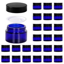 Frasco de vidro Hoa Kinh 30mL azul com tampa, pacote com 25 para cosméticos