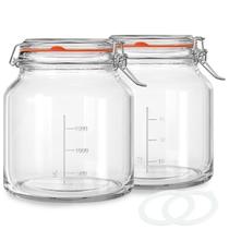 Frasco de Vidro Qianfenie Kit com 2 Unidades 2350 ml com Tampa Hermética Frasco de Vidro Qianfenie Kit com 2 Unidades 2350 ml com Tampa Hermética