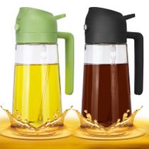 Frasco dispensador de óleo CJT, 2 peças, pulverizador de azeite 2 em 1, 470 ml