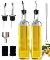 Frasco dispensador de óleo Leaflai Glass 500mL com aço inoxidável