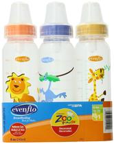 Frasco Evenflo Zoo Friends Standard Nipple 240 ml, pacote com 3 Frasco Evenflo Zoo Friends Standard Nipple 240 ml, pacote com 3