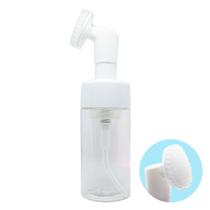 Frasco Pet Cilíndrico 100ml Cristal C/ Válvula Pump Espumadora e Massageadora P/ Limpeza Facial Skin Care - IB