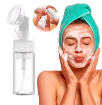 Frasco pump para limpeza facial com escova de silicone