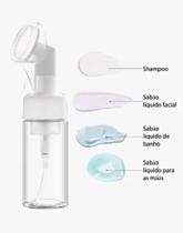 Frasco pump para limpeza facial com escova de silicone prático