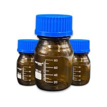 Frasco Reagente Âmbar Tampa Azul Antigotas Graduado 100ml