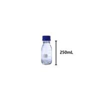 Frasco Reagente de Vidro C/ Tampa de Rosca PP Azul 250ml - Cx/ 10 unidades - Global Glass