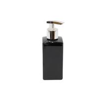 Frasco Square 250ml Preto Válvula Prata para Sabonete/Álcool em Gel
