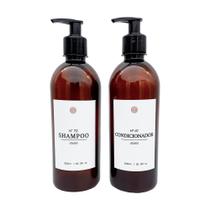 Frascos Ambar 2Pçs Shampoo E Condicionador 500Ml Cilíndrico