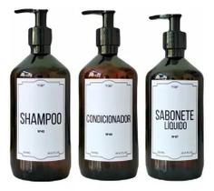 Frascos Ambar Pet Para Sabonete Shampoo e Condicionador Pote Minimalista Resistente - Casa Nobre