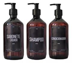 Frascos Ambar Pet Shampoo Sabonete Líquido e Condicionador 3pçs