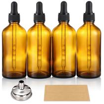 Frascos conta-gotas de âmbar escuro de 120 ml (4 onças) com funil e rótulos - pacote com 4 Frascos conta-gotas de âmbar escuro de 120 ml (4 onças) com funil e rótulos - pacote com 4