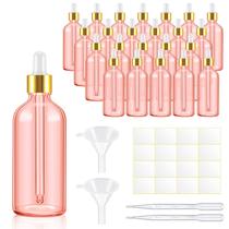 Frascos conta-gotas de vidro Tessco de 100 ml para você, pacote com 20 unidades, rosa