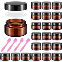 Frascos cosméticos de vidro Honeydak, pacote com 24, 20 ml, âmbar com tampas