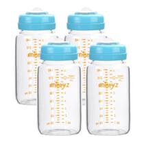 Frascos de armazenamento de leite materno Matyz Glass 240 mL, pacote com 4 unidades, azuis Frascos de armazenamento de leite materno Matyz Glass 240 mL, pacote com 4 unidades, azuis