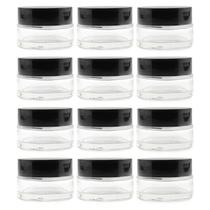 Frascos de bálsamo Cornucopia de vidro transparente de 15 ml (pacote com 12) com tampa preta Frascos de bálsamo Cornucopia de vidro transparente de 15 ml (pacote com 12) com tampa preta