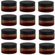Frascos de cosméticos BallHull Amber Plastic 120 ml com tampa preta 12 unidades