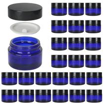 Frascos de cosméticos BPFY, pacote com 24 unidades, vidro azul de 30 ml com tampas e forros Frascos de cosméticos BPFY, pacote com 24 unidades, vidro azul de 30 ml com tampas e forros