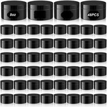 Frascos de cosméticos Uiifan 240 ml/8 onças de plástico com tampas 48 unidades pretas