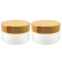 Frascos de creme Furnido Frosted Glass 100mL com tampa de bambu, pacote com 2 Frascos de creme Furnido Frosted Glass 100mL com tampa de bambu, pacote com 2