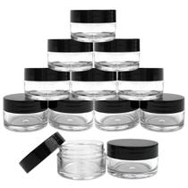 Frascos de embalagem Beauticom 12 peças de acrílico de 20 ml com tampa preta Frascos de embalagem Beauticom 12 peças de acrílico de 20 ml com tampa preta