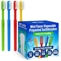 Frascos de escova de dentes descartáveis e sacos com cerdas macias preparadas Frascos de escova de dentes descartáveis e sacos com cerdas macias preparadas