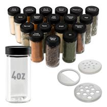 Frascos de especiarias AllSpice 4 copos de 120 ml com tampas e coqueteleiras, pacote com 18