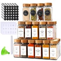 Frascos de especiarias DIMBRAH de 120 ml de vidro com tampas de bambu, 24 unidades com etiquetas