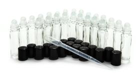 Frascos de perfume Vivaplex de vidro roll-on de 10 ml com conta-gotas de 3 mL x24 Frascos de perfume Vivaplex de vidro roll-on de 10 ml com conta-gotas de 3 mL x24