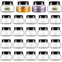 Frascos de plástico Tessco 8 onças/240 ml com tampas e etiquetas, pacote com 24