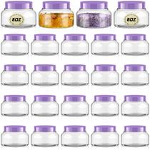 Frascos de plástico Tessco, pacote com 24 tampas, 240 ml, roxos recarregáveis